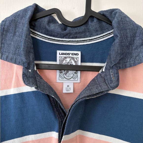 Lands' End Pink and Blue Striped Long Sleeve Top - Picture 2 of 4
